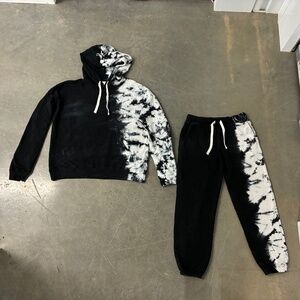 Electric and Rose Tie Dye Matched Set 100% Cotton Hoodie Sweatpant